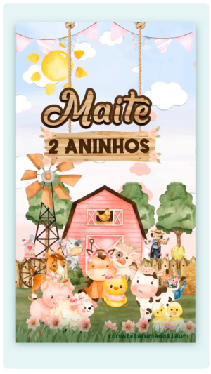 Convite Animado Fazendinha Rosa