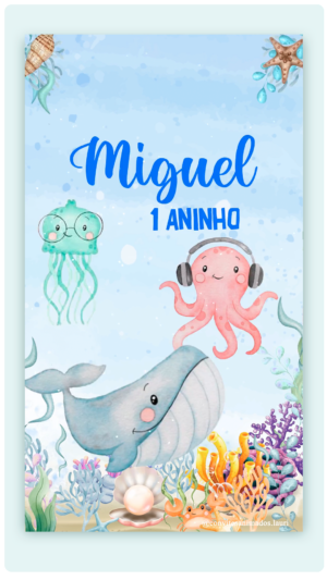 Convite Animado Fundo do Mar Aquarela
