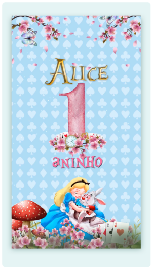 Convite Animado Alice no País das Maravilhas 01