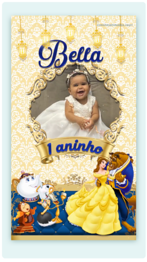 Convite Animado Princesa Bela e A Fera
