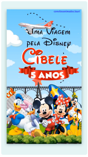 Convite Animado Uma Viagem pela Disney