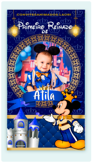 Convite Animado Mickey Realeza