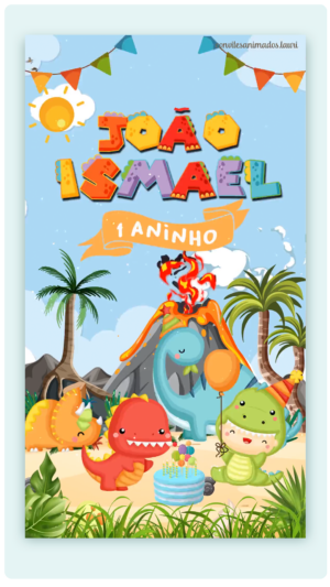 Convite Animado Partiu Festa dos Dinossauros