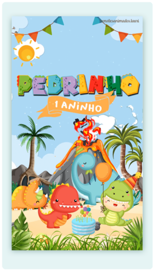 Convite Animado Partiu Festa dos Dinossauros