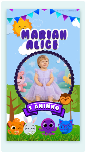 Convite Animado Bolofofos Menina