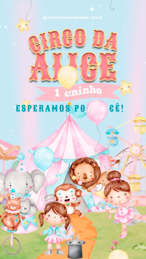 convite, circo rosa nimado