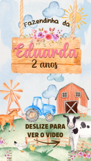 Convite Animado Fzendinha Menina