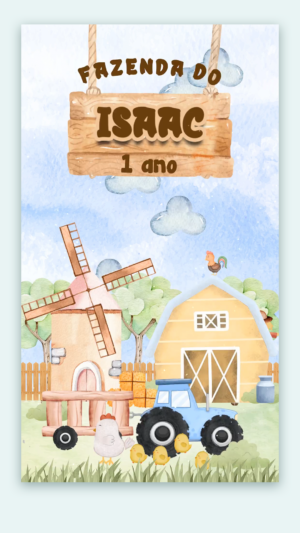 Convite Animado Fazendinha Aquarela