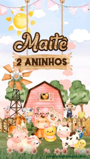 Convite Animado Fazendinha Rosa