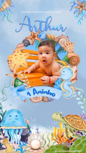 Convite Animado Fundo do Mar Azul