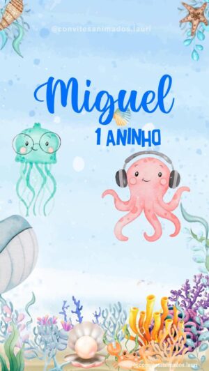 Convite Animado Fundo do Mar Aquarela