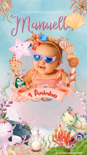 Convite Animado Fundo do Mar Rosa