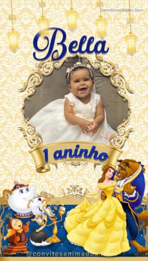 Convite Animado Princesa Bela e A Fera