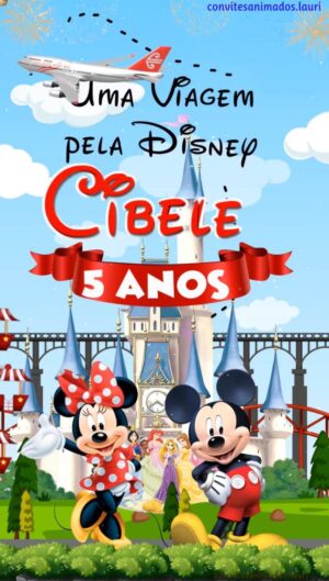 Convite Animado Uma Viagem pela Disney