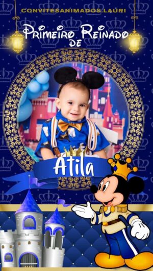 Convite Animado Mickey Realeza