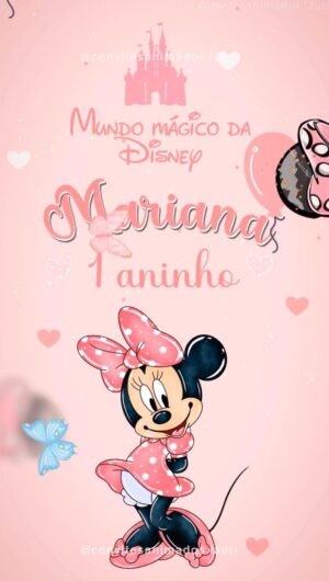Convite Animado Minnie Rosa