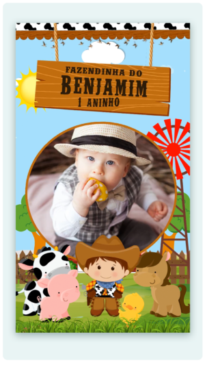 Convite Animado Fazendinha - Menino
