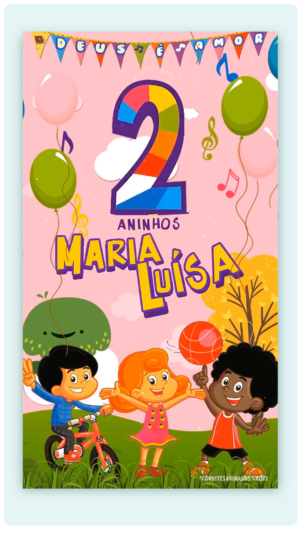 Convite Animado Três Palavrinhas Menina