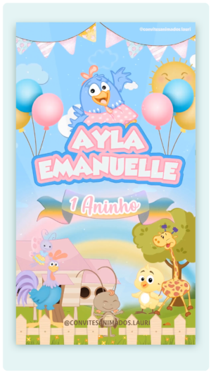 Convite Animado Galinha Pintadinha Candy