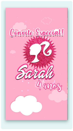 Convite Animado Barbie Praia