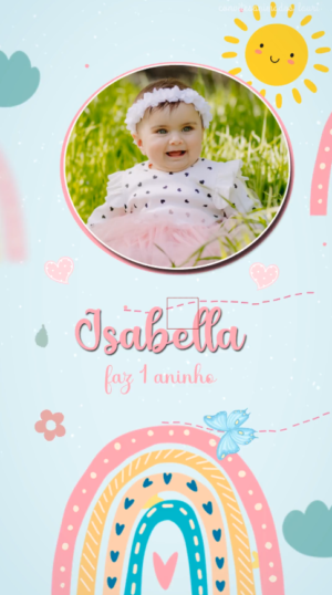 Convite Animado Arco Íris Boho