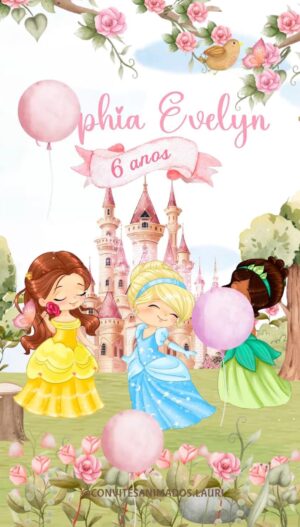 Convite Animado Jardim das Princesas Cute