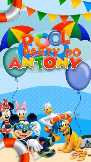 Convite Animado Pool Party do Mickey