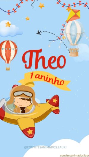 Convite Animado Menino Aviador, Tempo Voa