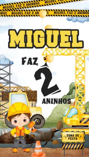 Convite Animado Trator Amarelo, Construção