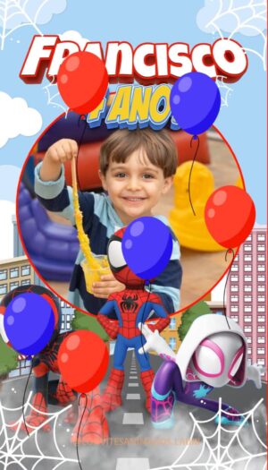 Convite Animado Spider e Seus Amigos