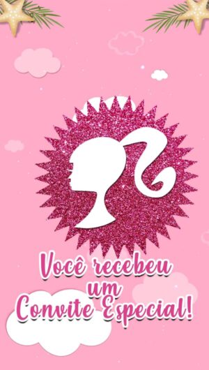 Convite Animado Barbie Praia