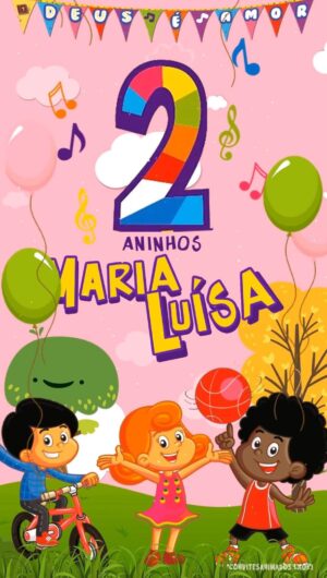 Convite Animado Três Palavrinhas Menina