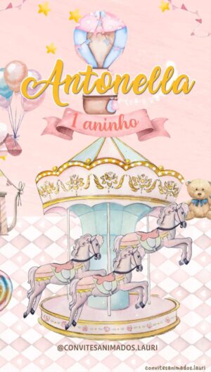 Convite Animado Carrossel Rosa