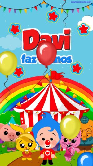 Convite Animado Palhaço Plim Plim, Herói do Coração