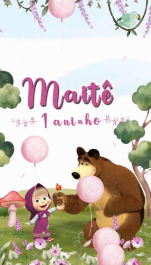 Convite Animado Marsha e o Urso