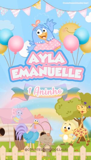 Convite Animado Galinha Pintadinha Candy