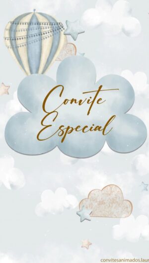 Convite Animado Chá Revelação, Ursinho Aviador