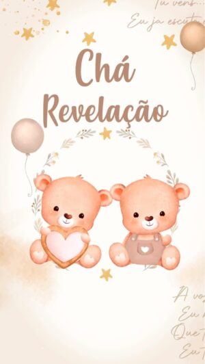 Convite Animado Chá Revelação Bege