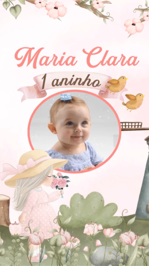 Convite Animado Boneca Camponesa