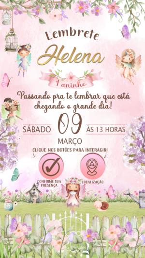 Convite Animado + Lembrete Interativo Jardim das Borboletas