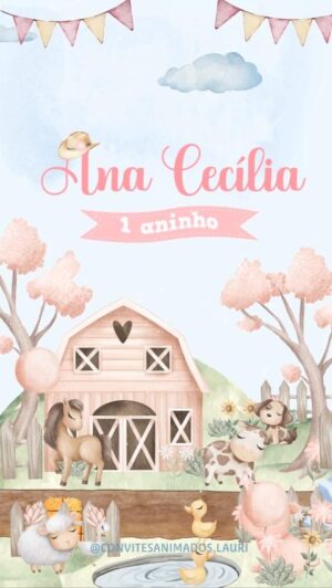 Convite Animado Festa Na Fazendinha Rosa!