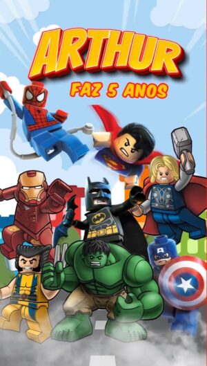 Convite Animado Super Heróis Lego