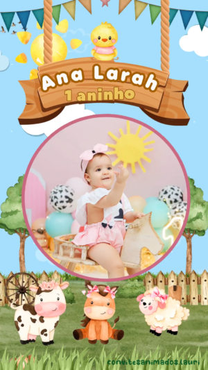 Convite Animado Fazendinha Rosa