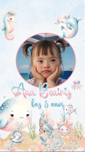 Convite Animado Fundo do Mar Rosa Baby