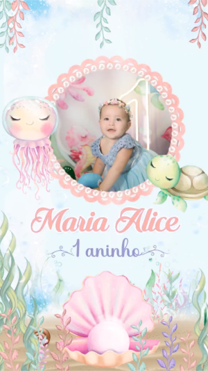 Convite Animado Fundo do Mar Candy Rosa