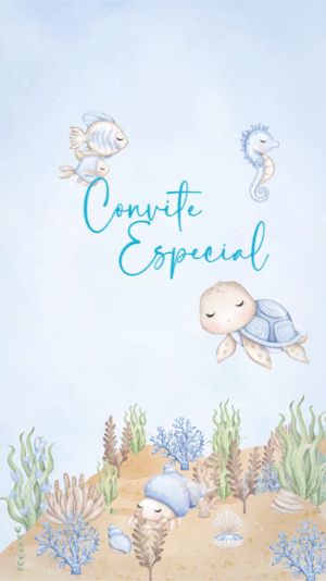 Convite Animado Fundo do Mar Azul Claro