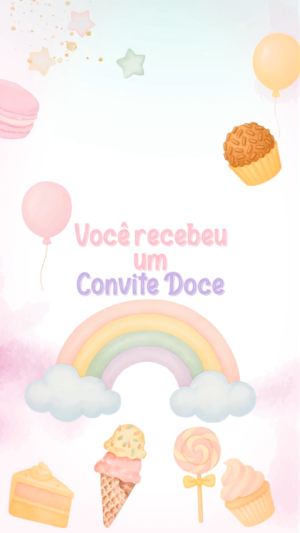 Convite Animado festa dos Doces, candy