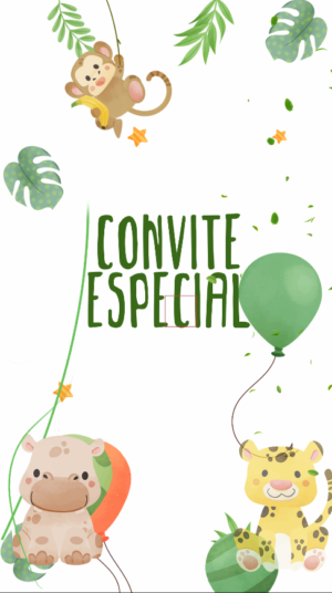 Convite Animado Bichinhos no Safari