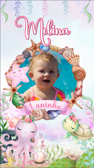 Convite Animado Fundo do Mar Rosa menina
