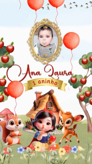 Convite Animado Branca de Neve cute
